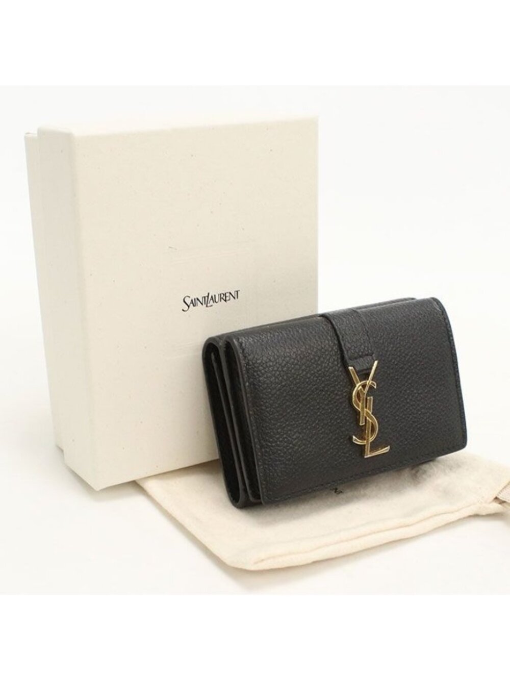 Saint Laurent Origami Tiny Wallet YSL Line Trifold Calfskin